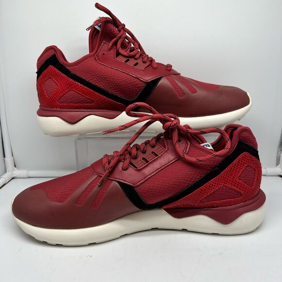 Adidas Shoes Mens 13 Tubular Running Trainers Red Maroon Black B35642 - Picture 2 of 8
